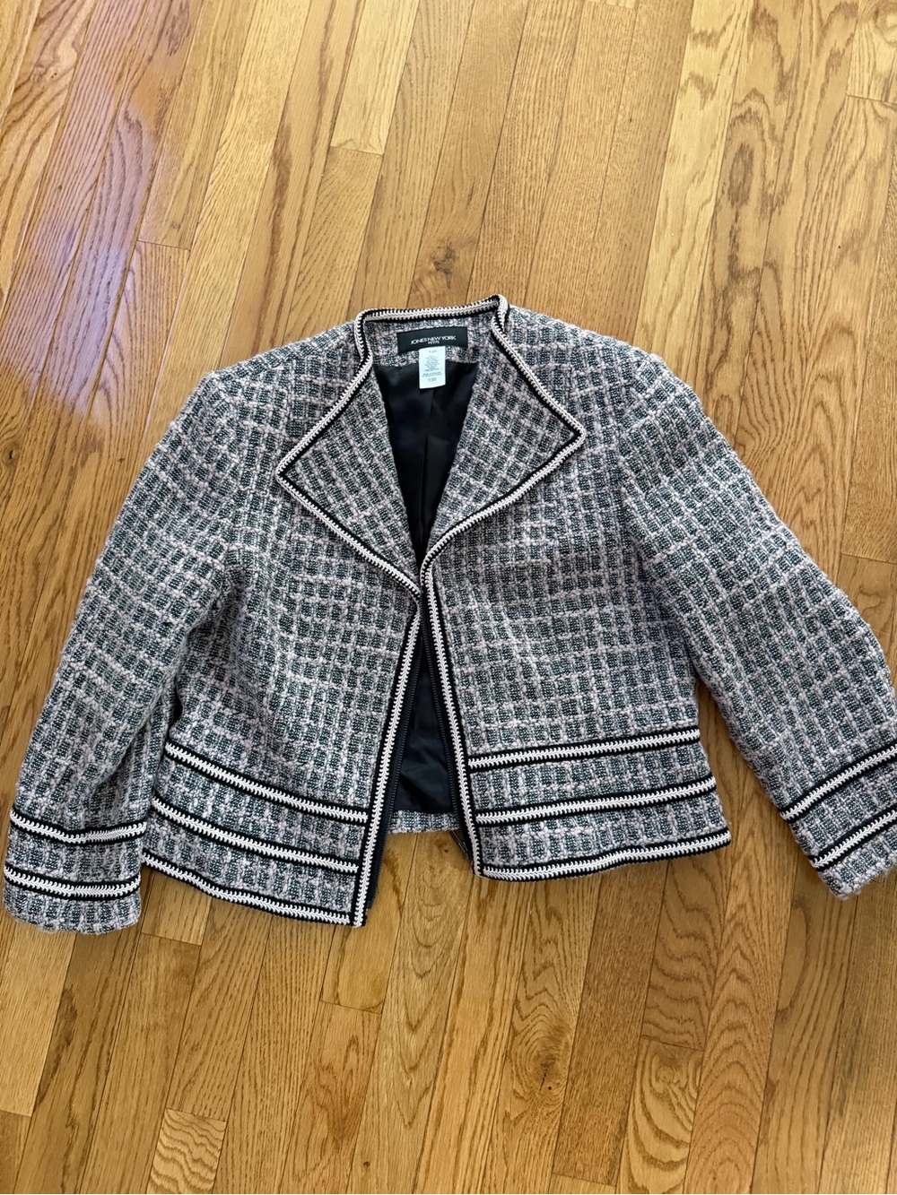 Jones New York Pink and Gray Tweed Cropped Blazer